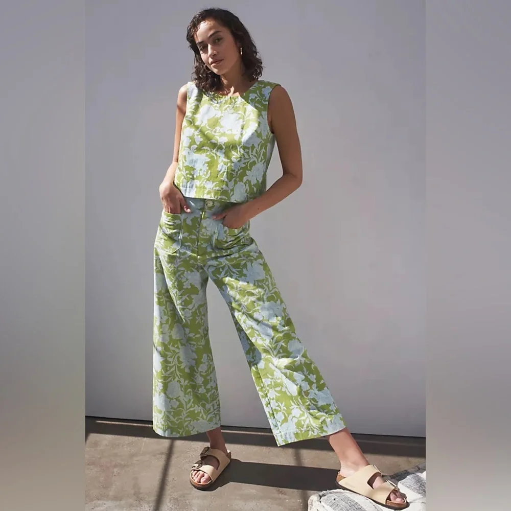 Anthropologie Maeve London Wide Leg Pants in Blue Motif XS - Picture 13 of 13
